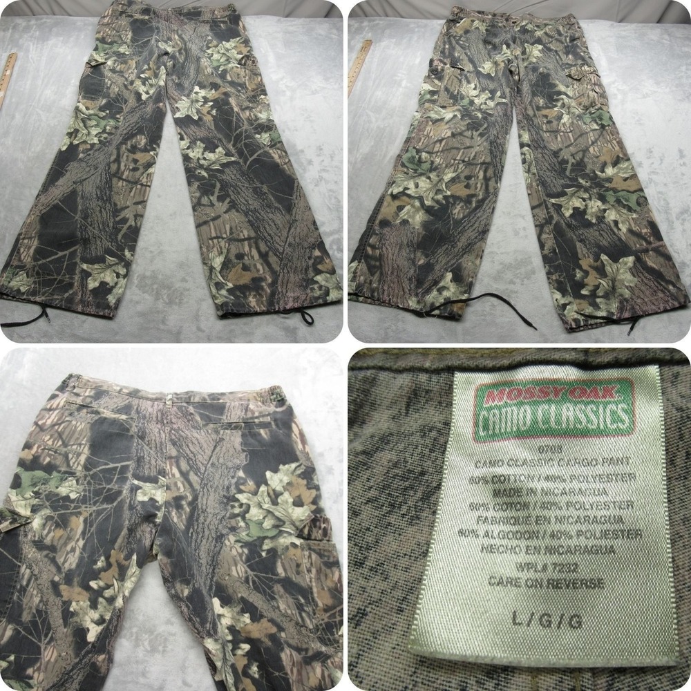 Mossy Oak Classics Cargo Pants Men Large Relaxed Baggy Drawstring Hunt 40x33 VTG